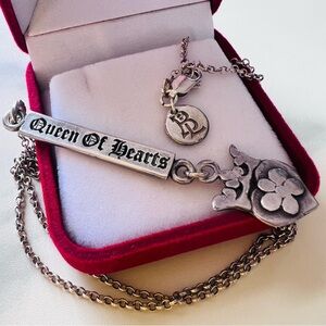 Coveted RARE Retired Bloodline Design Queen of Hearts Word Bar Pendant + Chain